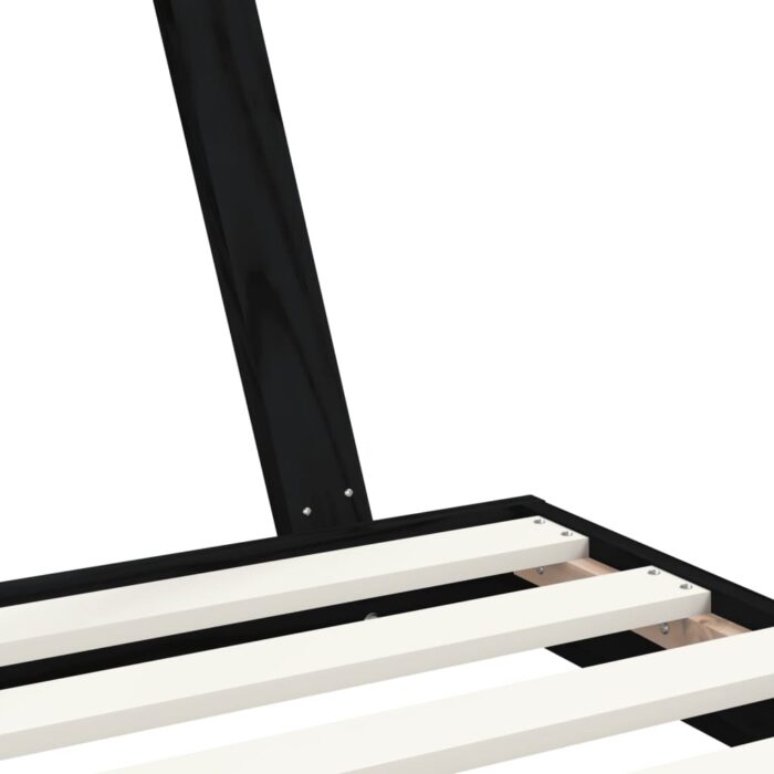 Cadre de lit pour enfants noir 90x190 cm bois de pin massif – Image 5