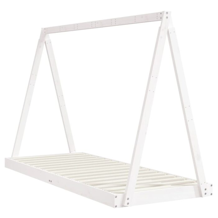 Cadre de lit pour enfants blanc 80x200 cm bois de pin massif – Image 4