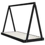Cadre de lit pour enfants noir 80x200 cm bois de pin massif – Image 4