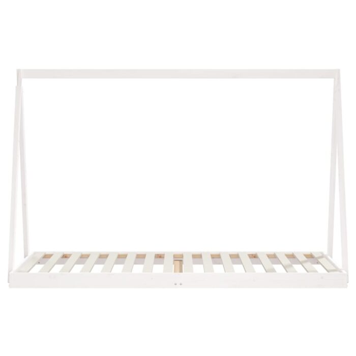 Cadre de lit pour enfants blanc 90x200 cm bois de pin massif – Image 2