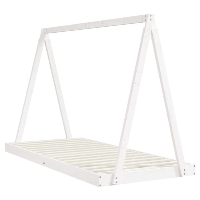 Cadre de lit pour enfants blanc 90x200 cm bois de pin massif – Image 4