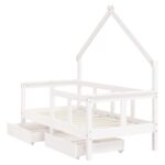 Cadre de lit enfant tiroirs blanc 70x140 cm bois de pin massif – Image 2