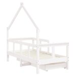 Cadre de lit enfant tiroirs blanc 70x140 cm bois de pin massif – Image 5