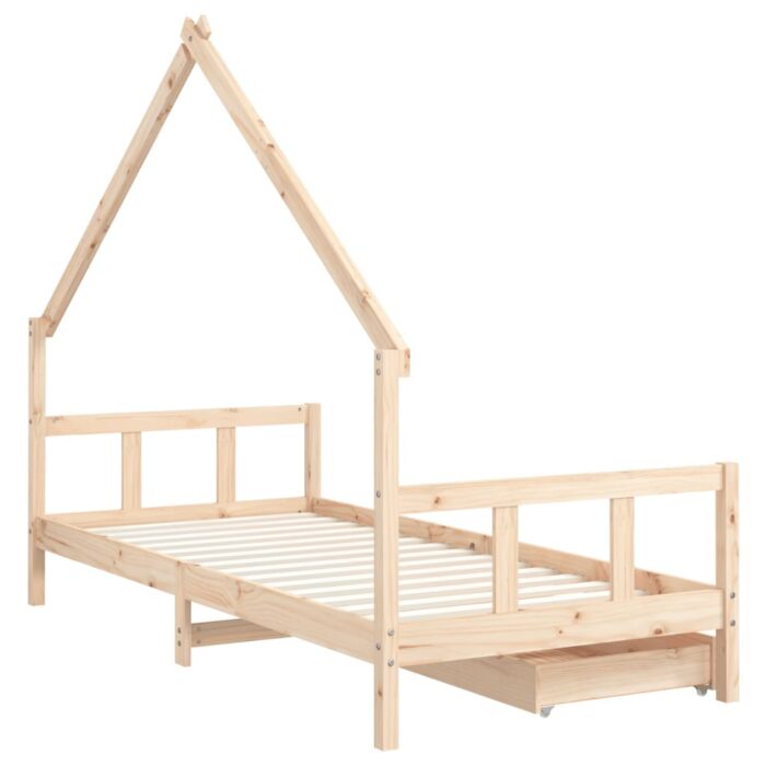 Cadre de lit d'enfants et tiroirs 90x190 cm bois de pin massif – Image 5