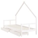 Cadre de lit enfant tiroirs blanc 80x200 cm bois de pin massif – Image 2