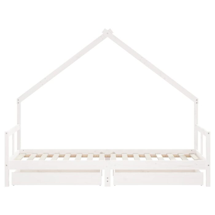 Cadre de lit enfant tiroirs blanc 80x200 cm bois de pin massif – Image 3