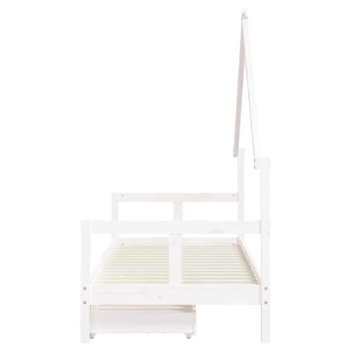 Cadre de lit enfant tiroirs blanc 80x200 cm bois de pin massif – Image 4