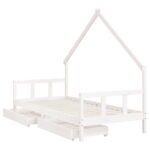 Cadre de lit enfant tiroirs blanc 90x200 cm bois de pin massif – Image 2