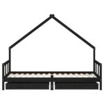 Cadre de lit enfant avec tiroirs noir 90x200 cm bois pin massif – Image 3