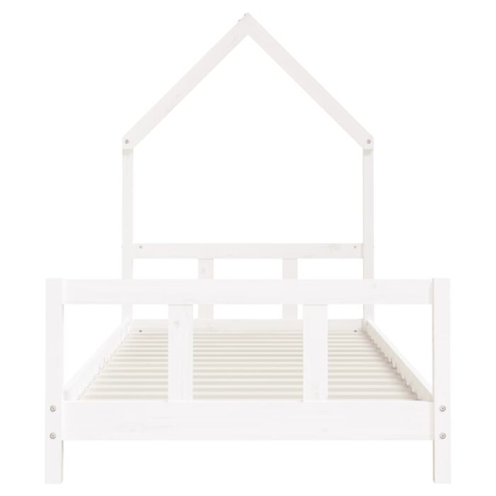Cadre de lit pour enfants blanc 90x200 cm bois de pin massif – Image 2