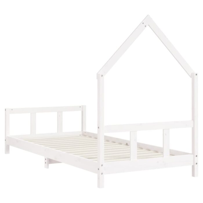 Cadre de lit pour enfants blanc 90x200 cm bois de pin massif – Image 4