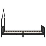 Cadre de lit pour enfants noir 90x200 cm bois de pin massif – Image 3