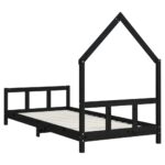 Cadre de lit pour enfants noir 90x200 cm bois de pin massif – Image 4