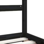 Cadre de lit pour enfants noir 90x200 cm bois de pin massif – Image 5