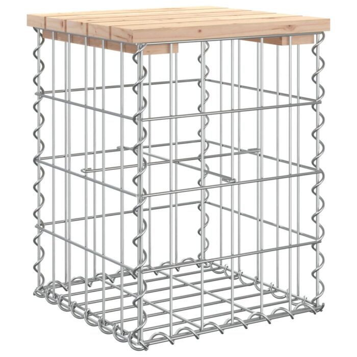 Banc de jardin design de gabion 33x31x42 cm bois massif de pin – Image 3