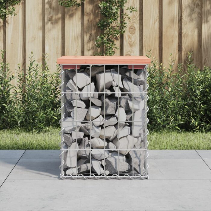 Banc de jardin design gabion 33x31x42 cm bois massif de douglas – Image 1