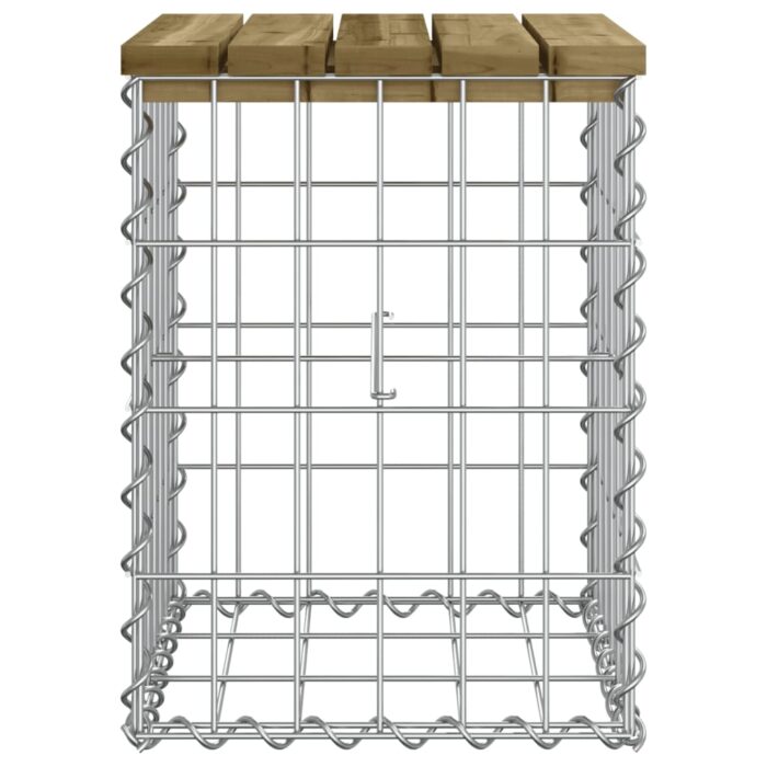 Banc de jardin design gabion 33x31x42 cm bois de pin imprégné – Image 2