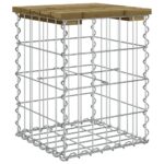 Banc de jardin design gabion 33x31x42 cm bois de pin imprégné – Image 3