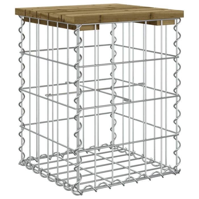 Banc de jardin design gabion 33x31x42 cm bois de pin imprégné – Image 3