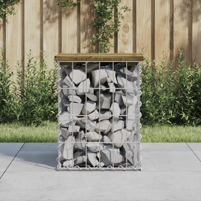 Banc de jardin design gabion 33x31x42 cm bois de pin imprégné – Image 1