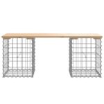 Banc de jardin design de gabion 103x31x42 cm bois massif de pin – Image 3