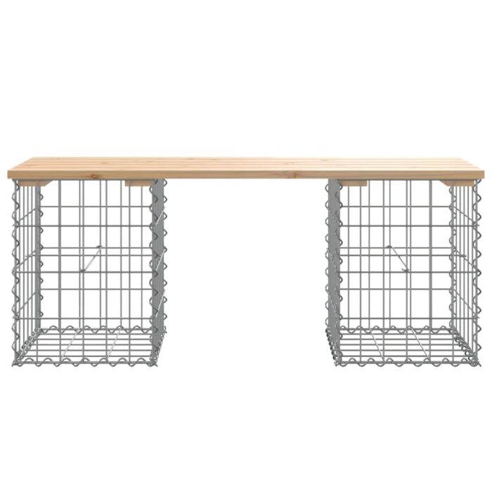 Banc de jardin design de gabion 103x31x42 cm bois massif de pin – Image 3
