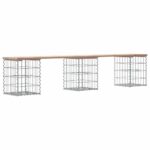 Banc de jardin design de gabion 203x31x42 cm bois massif de pin – Image 3