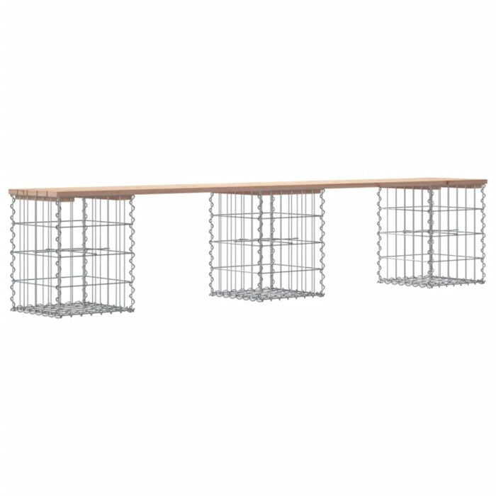 Banc de jardin design de gabion 203x31x42 cm bois massif de pin – Image 3