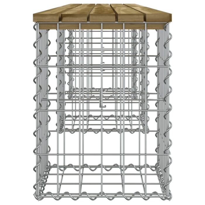 Banc de jardin design gabion 203x31x42 cm bois de pin imprégné – Image 2