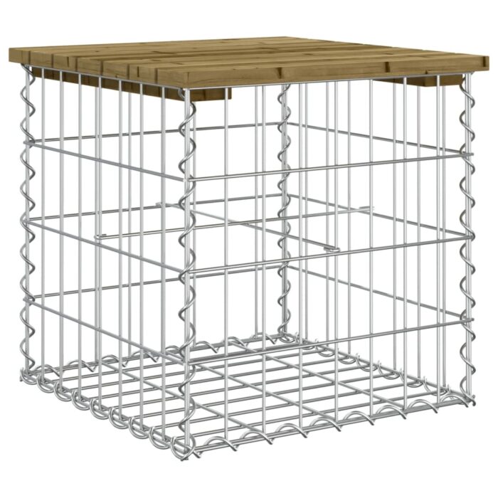 Banc de jardin design gabion 43x44x42 cm bois de pin imprégné – Image 3