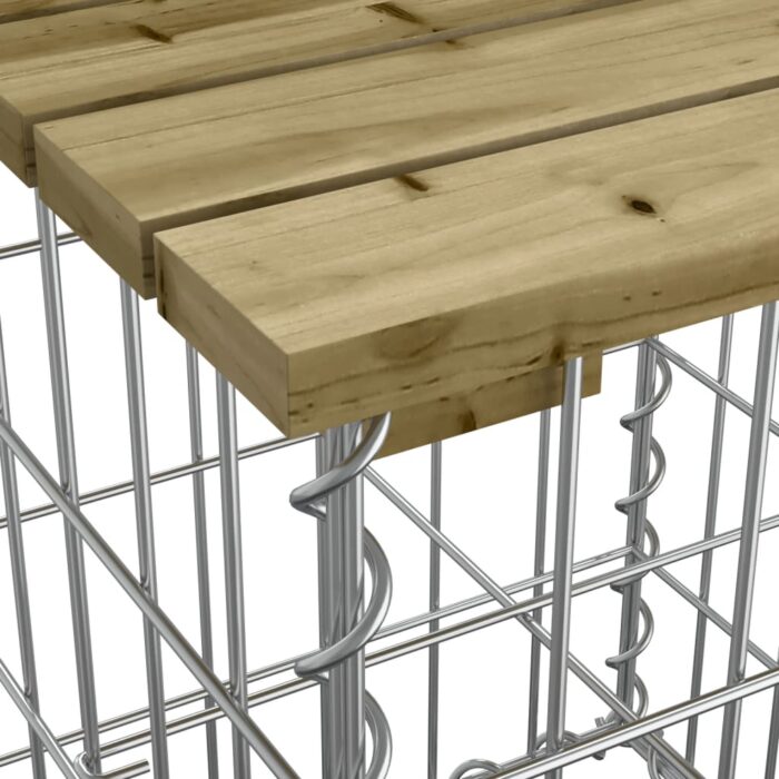 Banc de jardin design gabion 43x44x42 cm bois de pin imprégné – Image 4