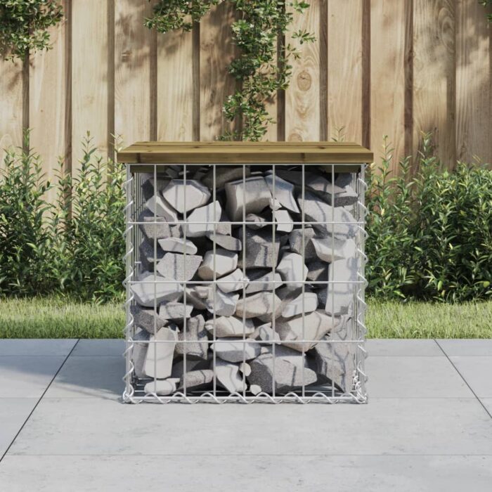 Banc de jardin design gabion 43x44x42 cm bois de pin imprégné – Image 1