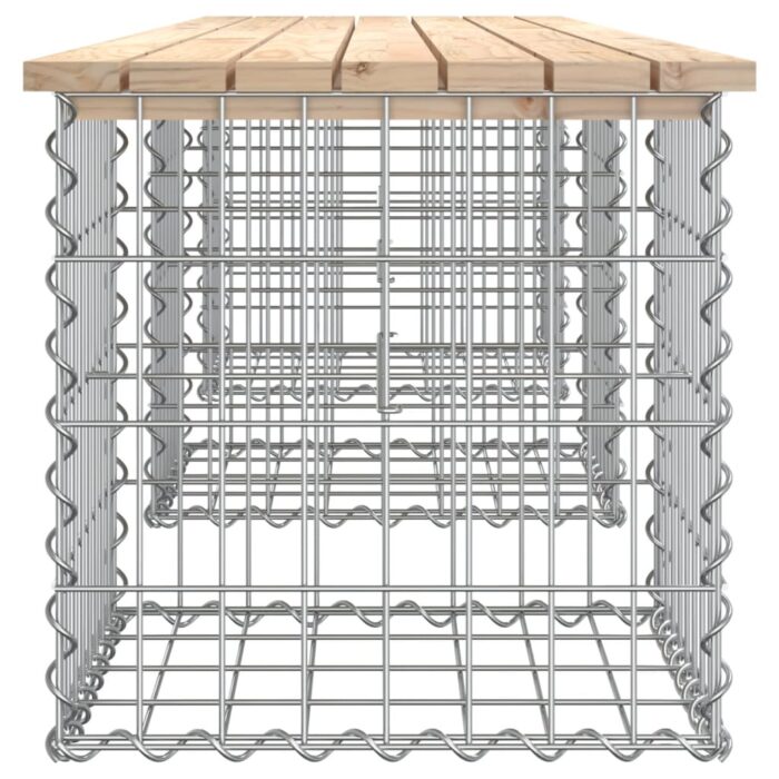 Banc de jardin design de gabion 203x44x42 cm bois massif de pin – Image 2