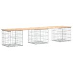 Banc de jardin design de gabion 203x44x42 cm bois massif de pin – Image 3