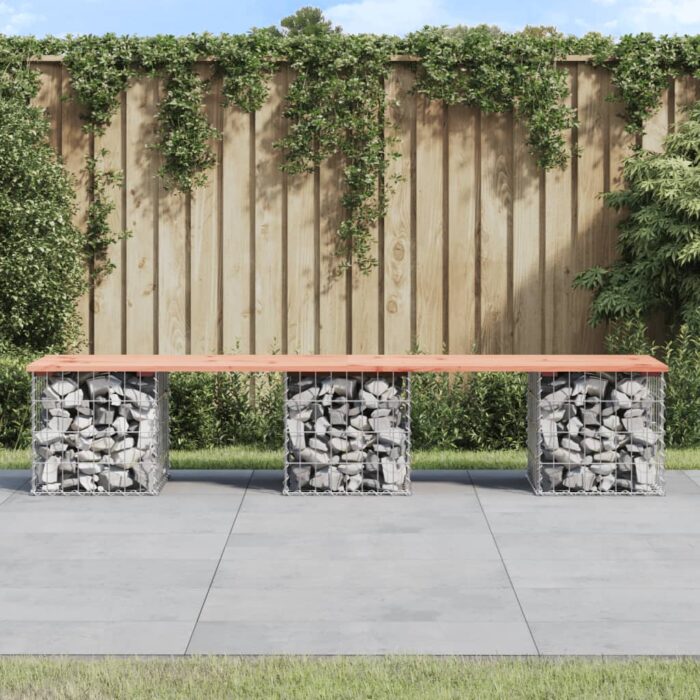 VXL8720845446079_m_en_hd_1.jpg Banc de jardin design gabion 203x44x42cm bois massif de douglas – Image 1