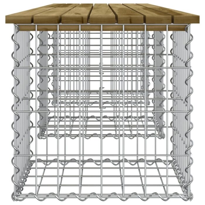 Banc de jardin design gabion 203x44x42 cm bois de pin imprégné – Image 2
