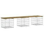 Banc de jardin design gabion 203x44x42 cm bois de pin imprégné – Image 3