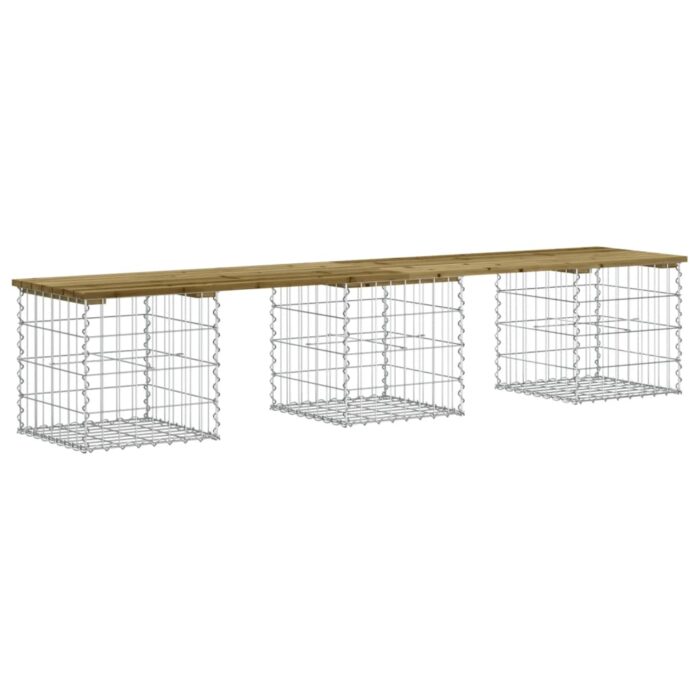 Banc de jardin design gabion 203x44x42 cm bois de pin imprégné – Image 3