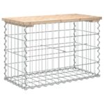 Banc de jardin design de gabion 63x31,5x42cm bois massif de pin – Image 3