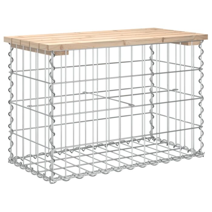 Banc de jardin design de gabion 63x31,5x42cm bois massif de pin – Image 3