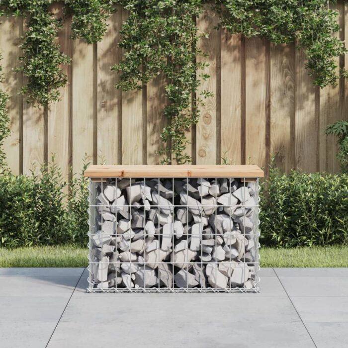 Banc de jardin design de gabion 63x31,5x42cm bois massif de pin – Image 1