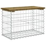 Banc de jardin design gabion 63x31,5x42 cm bois de pin imprégné – Image 3