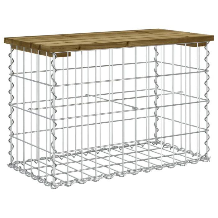 Banc de jardin design gabion 63x31,5x42 cm bois de pin imprégné – Image 3
