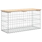 Banc de jardin design de gabion 83x31,5x42cm bois massif de pin – Image 3