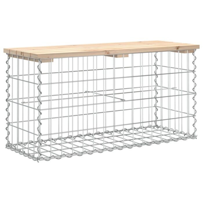 Banc de jardin design de gabion 83x31,5x42cm bois massif de pin – Image 3