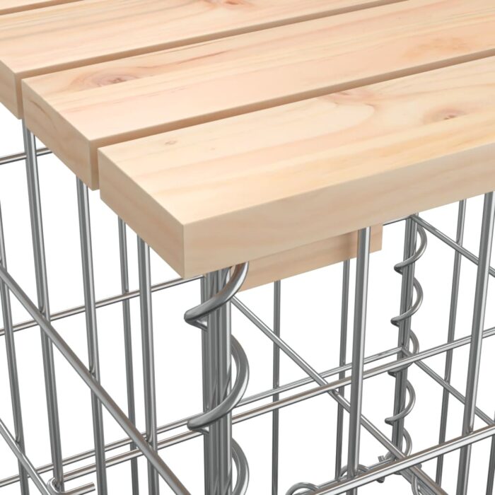 Banc de jardin design de gabion 83x31,5x42cm bois massif de pin – Image 4