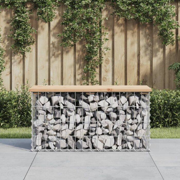 Banc de jardin design de gabion 83x31,5x42cm bois massif de pin – Image 1