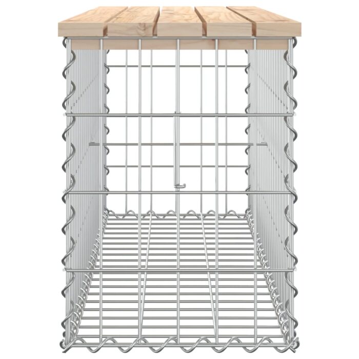Banc de jardin design de gabion 103x31,5x42 bois massif de pin – Image 2