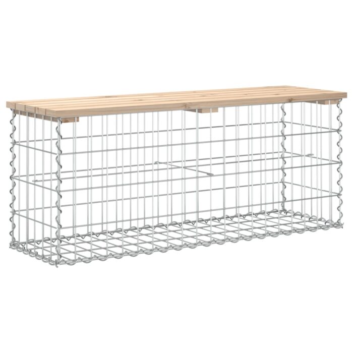 Banc de jardin design de gabion 103x31,5x42 bois massif de pin – Image 3