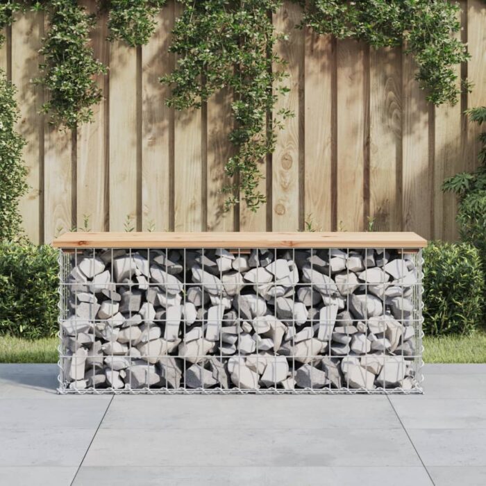 Banc de jardin design de gabion 103x31,5x42 bois massif de pin – Image 1